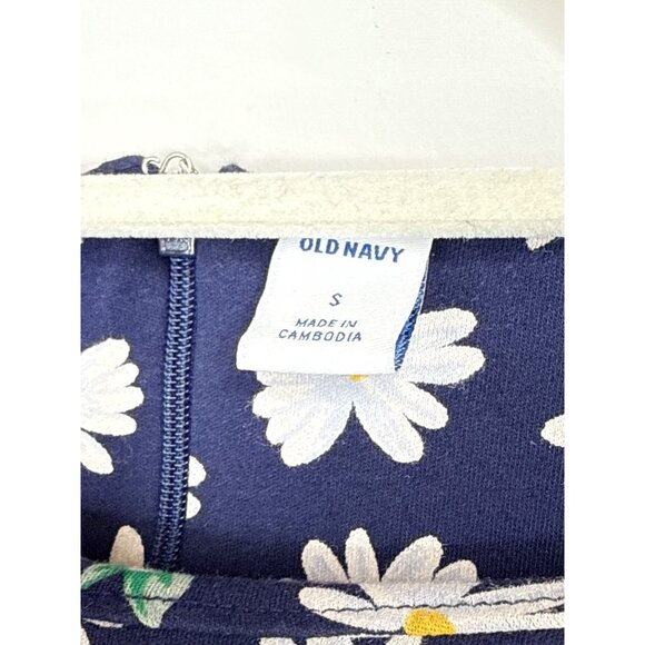 Old Navy Dress Womens Size S Daisy Flower Floral Navy Blue Short Sleeve Mini - Picture 5 of 11